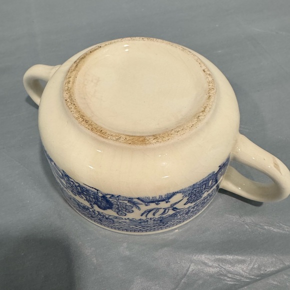 Vintage Blue & White Covered Soup Bowl | Cottagecore Decor - Picture 9 of 11